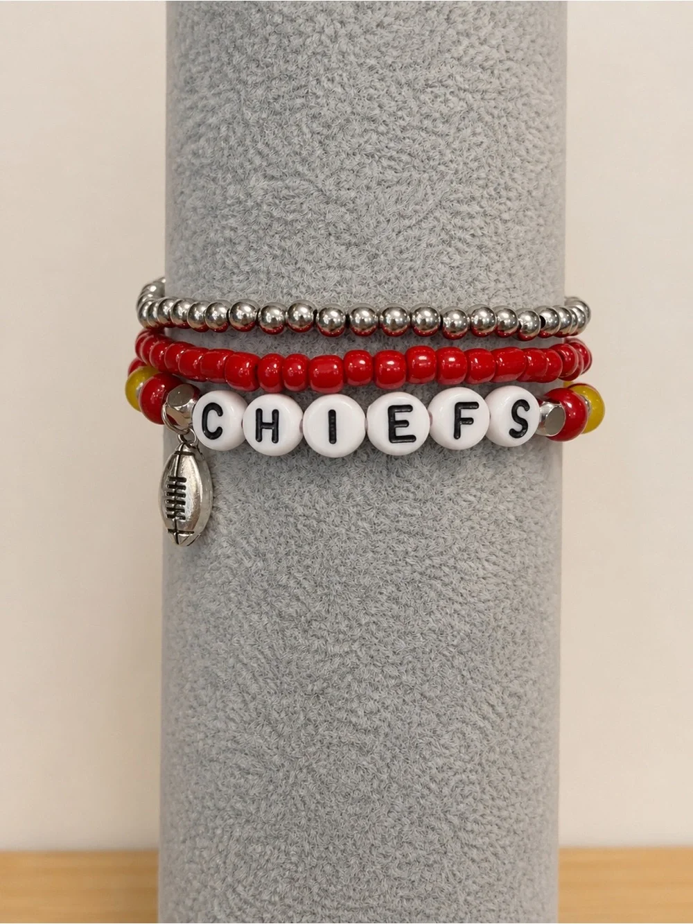 CHIEFS Beaded Bracelet Set - Red & Yellow | Handmade